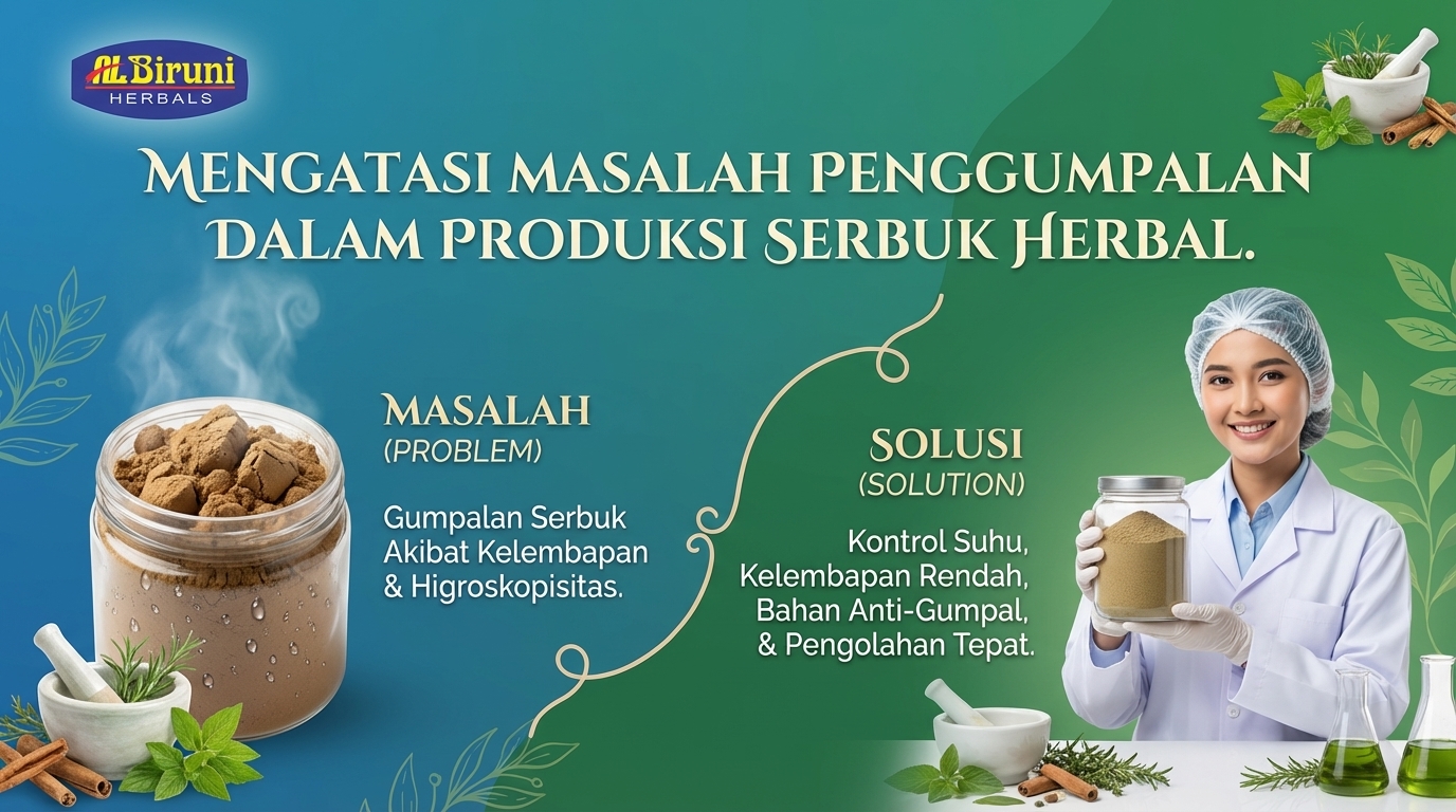 Mengatasi Masalah Clumping (Penggumpalan) di Produk Maklon Serbuk Herbal: Panduan Menyelamatkan Reputasi Brand Anda